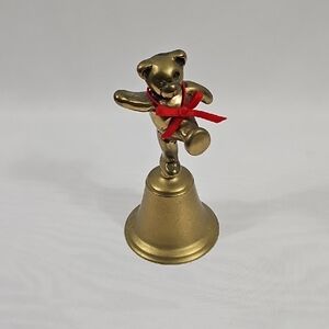 Charming Gold Bear Bell Decor